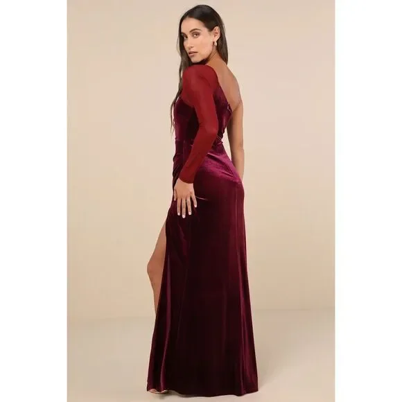 lavender long sleeve maxi dress Milla Women's Sheer Sleeves Maxi Tulle Dress